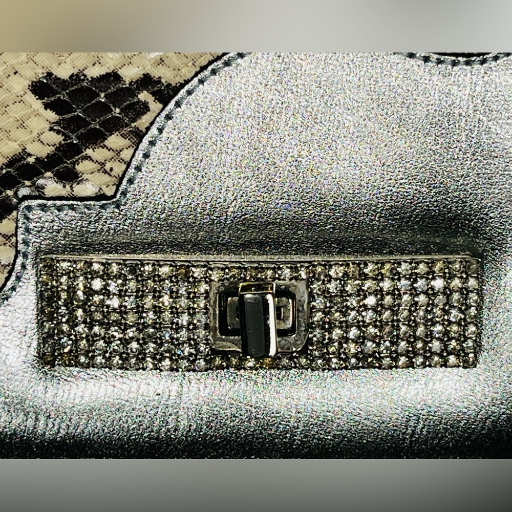 Large Leather Purse Clutch Bag Python Snakeskin T… - image 7